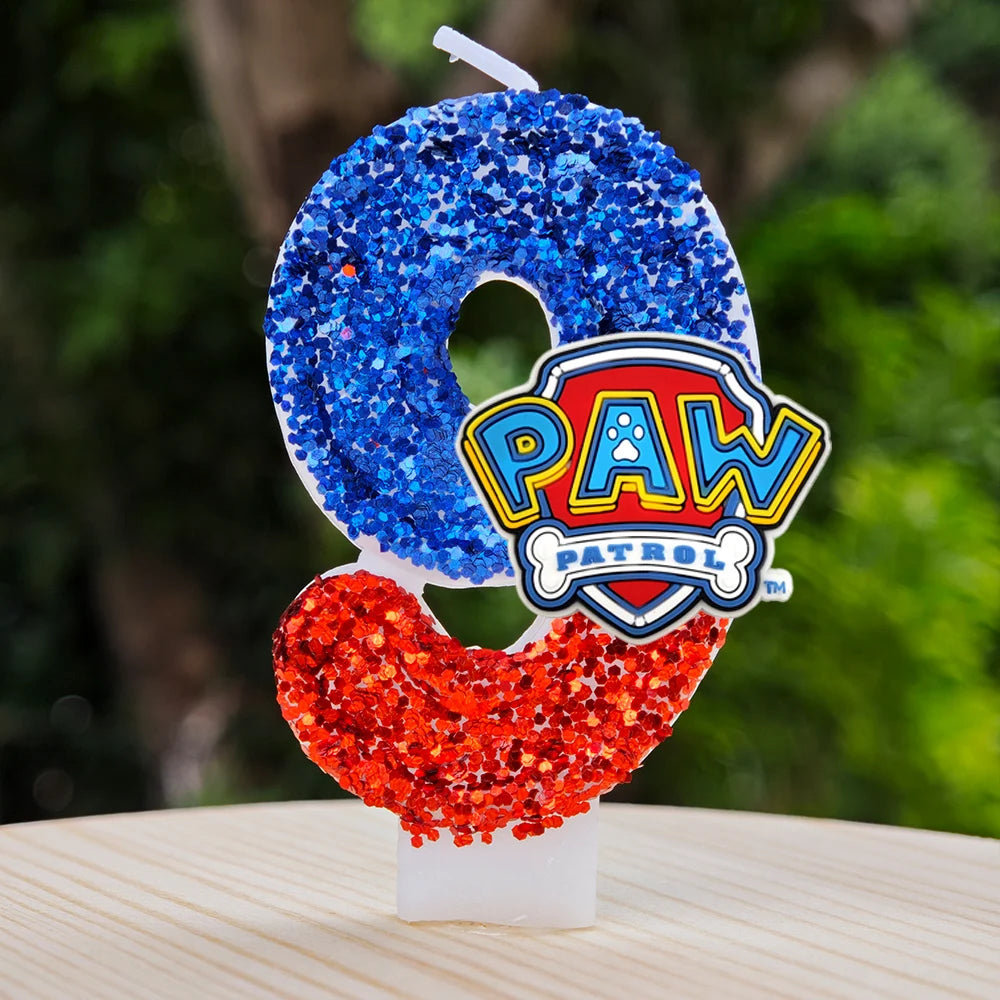 Bougie Paw Patrol 0-9 chiffres, personnage de dessin animé Paw Patrol, gâteau de fête enfichable, décoration de gâteau d'anniversaire, cadeau de réception-cadeau pour bébé