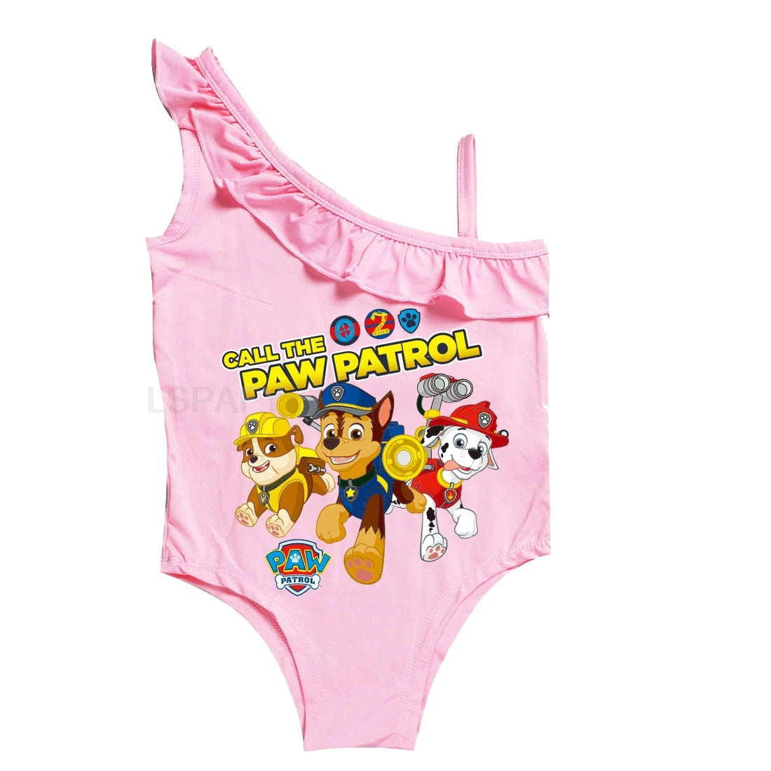 Maillot de bain une pièce PAW PATROL coupe ajustée, motif dessin animé, polyvalent, imprimé lettres, en soie glacée respirante, grande taille, pour la plage