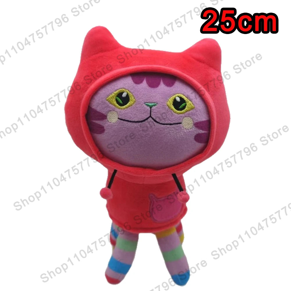 8 pièces Nouveaux porte-clés en peluche Maison de poupée Gabby, animaux en peluche Mercat, chat souriant, chat de voiture, chat câlin, cadeau d'anniversaire pour fille Gaby