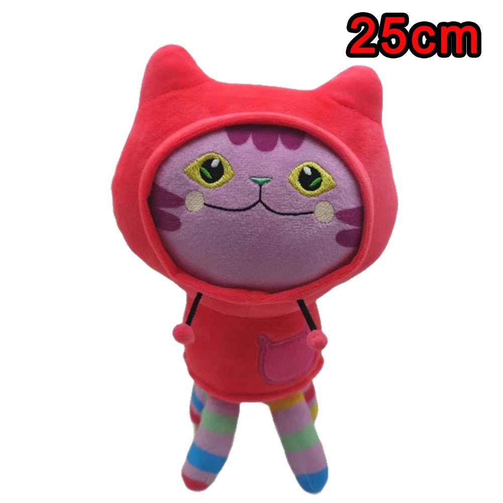 8 pièces Nouveaux porte-clés en peluche Maison de poupée Gabby, animaux en peluche Mercat, chat souriant, chat de voiture, chat câlin, cadeau d'anniversaire pour fille Gaby