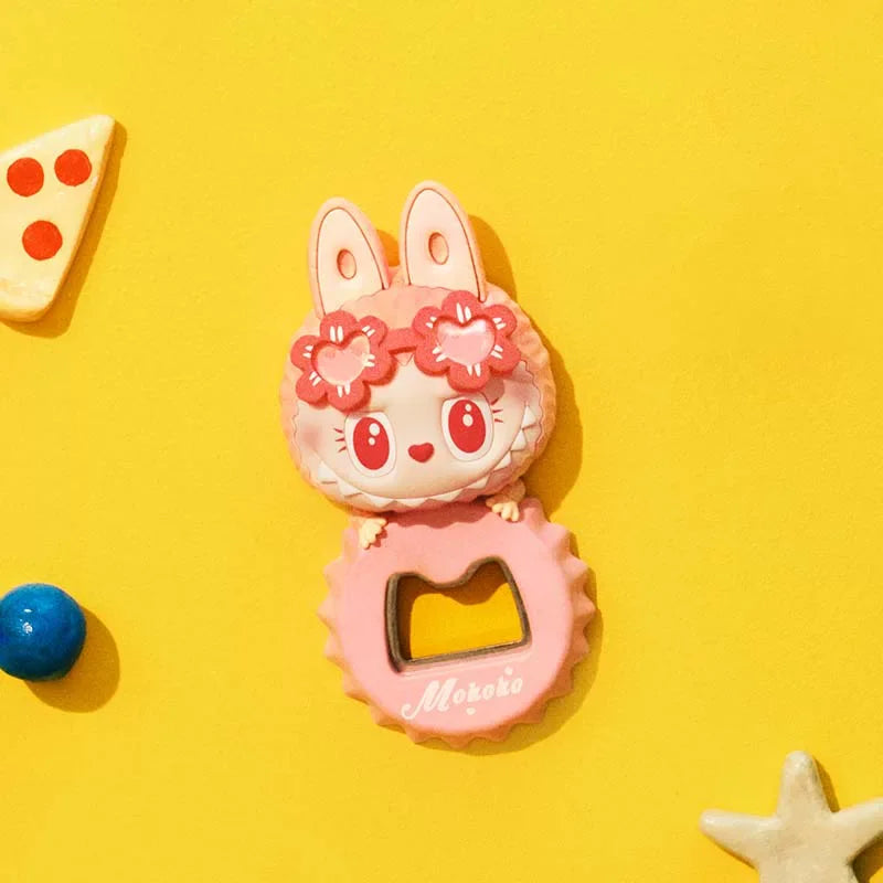 POP MART Série Pop Land Labubu Mokoko Shine Through Summer Jump Into Summer Décapsuleur Aimant de Réfrigérateur Boîte Mystère Figurine Jouet Cadeau