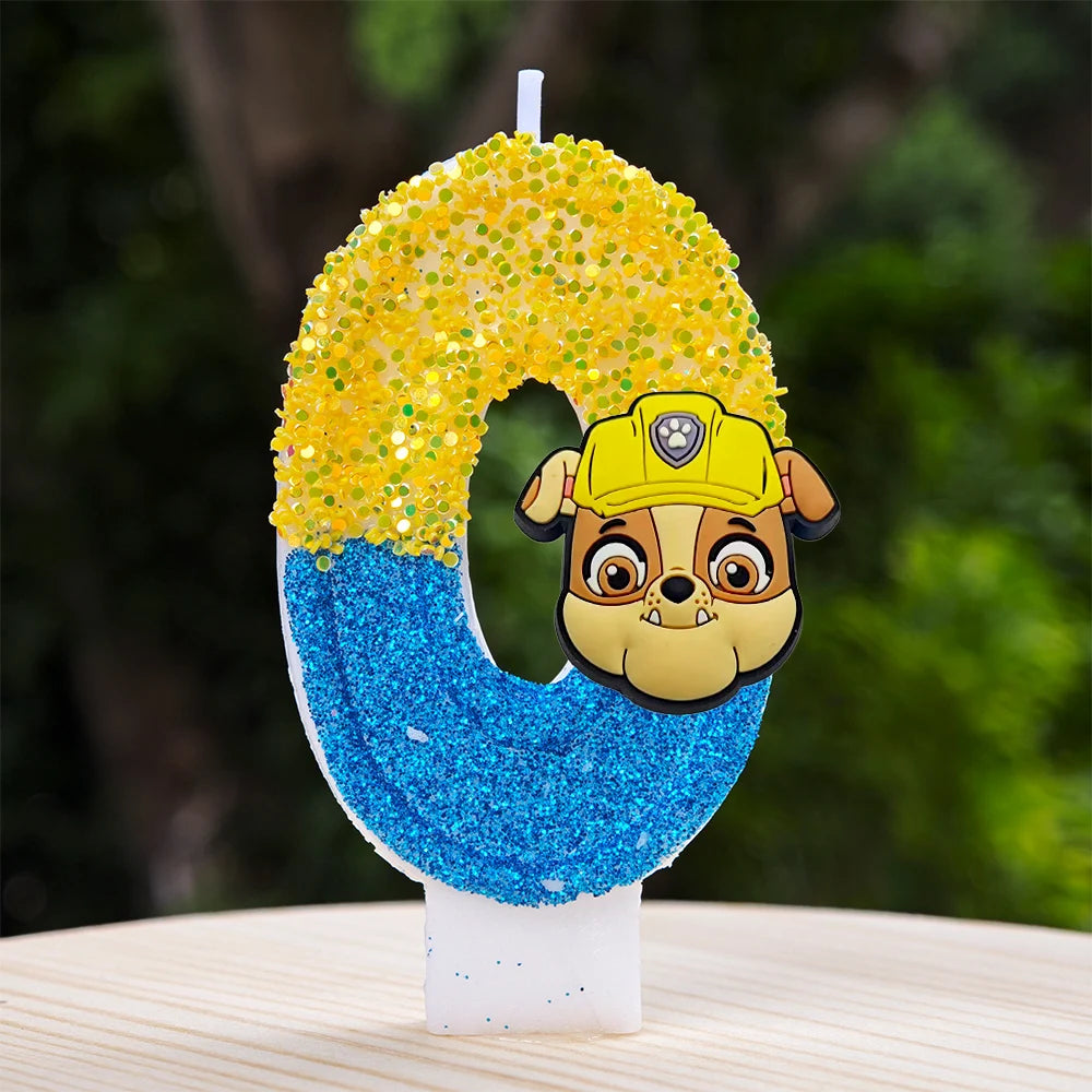 Bougie Paw Patrol 0-9 chiffres, personnage de dessin animé Paw Patrol, gâteau de fête enfichable, décoration de gâteau d'anniversaire, cadeau de réception-cadeau pour bébé