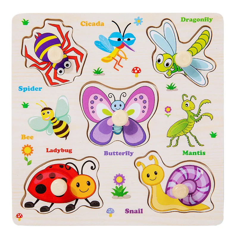 Puzzles en bois Montessori pour bébé, jouets dePuzzle Montessori en Bois pour Bébé – Animaux, Fruits et Véhicules – Jouet Éducatif d’Éveil dès 2 Ans