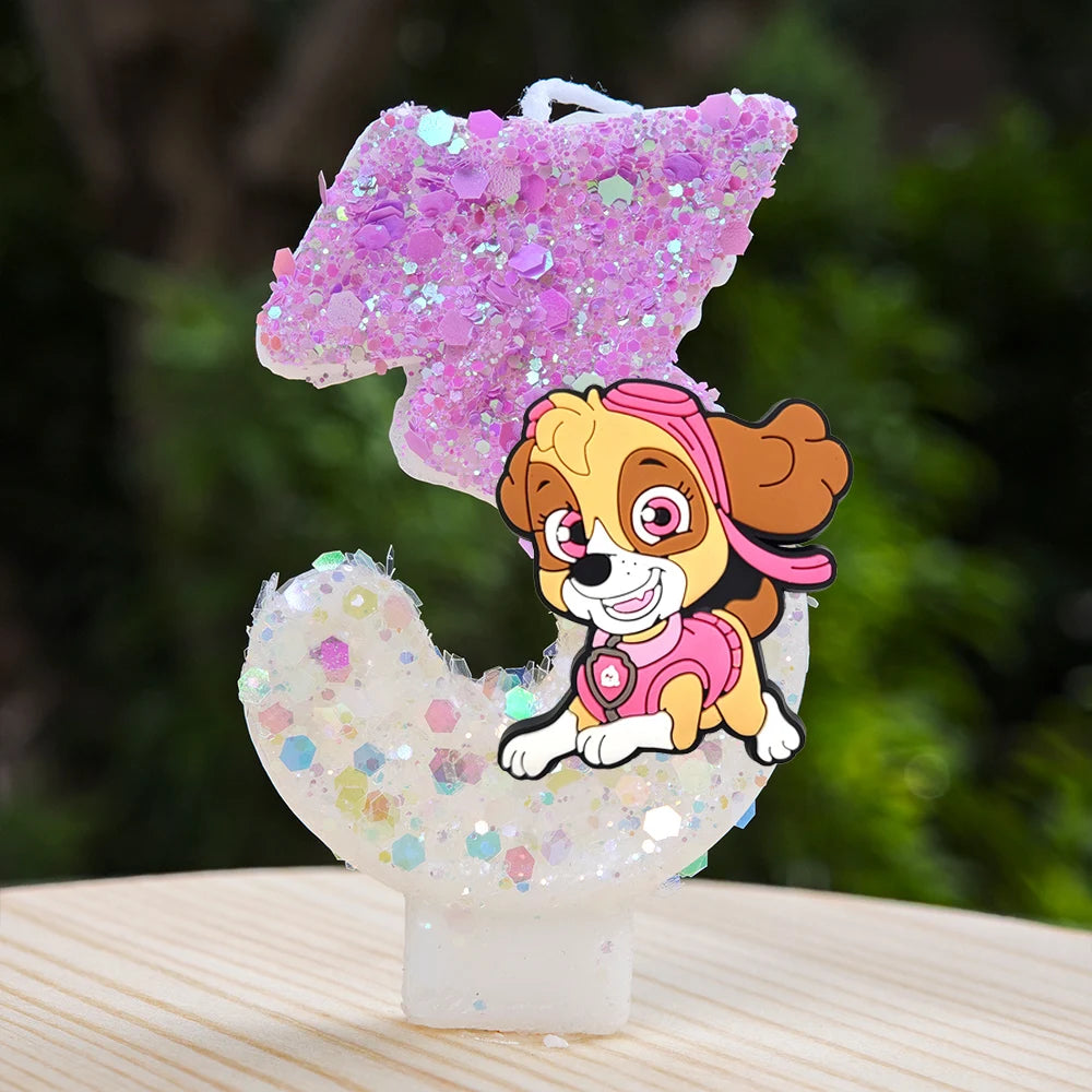 Bougie Paw Patrol 0-9 chiffres, personnage de dessin animé Paw Patrol, gâteau de fête enfichable, décoration de gâteau d'anniversaire, cadeau de réception-cadeau pour bébé