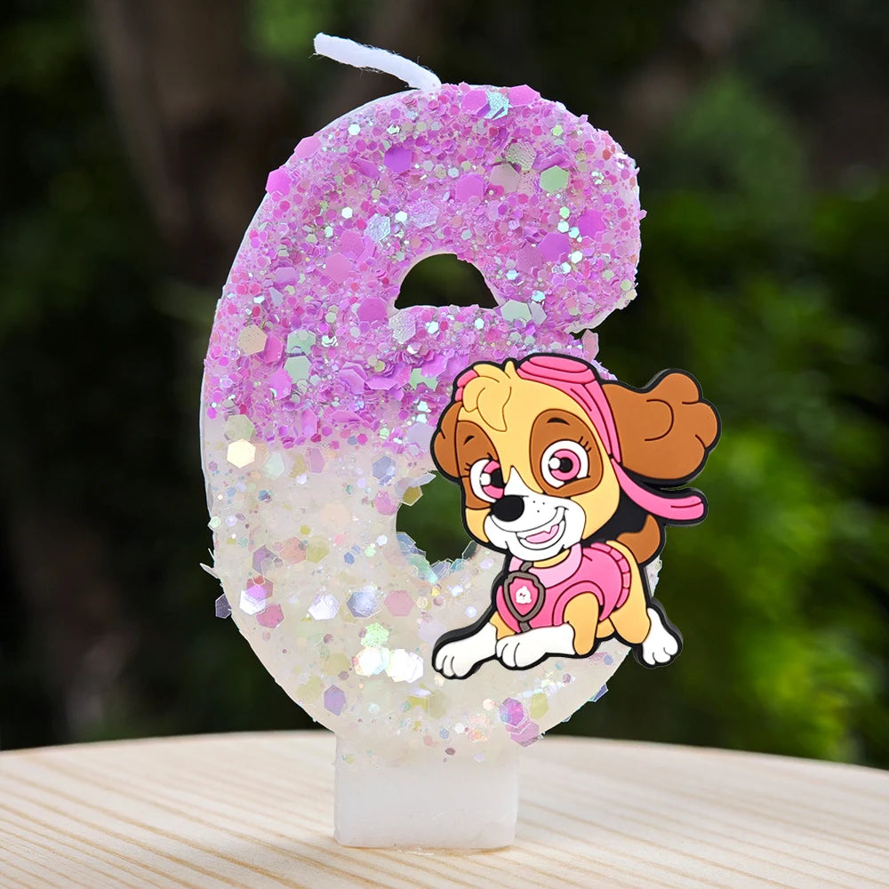 Bougie Paw Patrol 0-9 chiffres, personnage de dessin animé Paw Patrol, gâteau de fête enfichable, décoration de gâteau d'anniversaire, cadeau de réception-cadeau pour bébé
