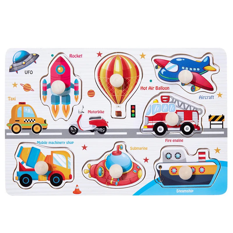 Puzzles en bois Montessori pour bébé, jouets dePuzzle Montessori en Bois pour Bébé – Animaux, Fruits et Véhicules – Jouet Éducatif d’Éveil dès 2 Ans