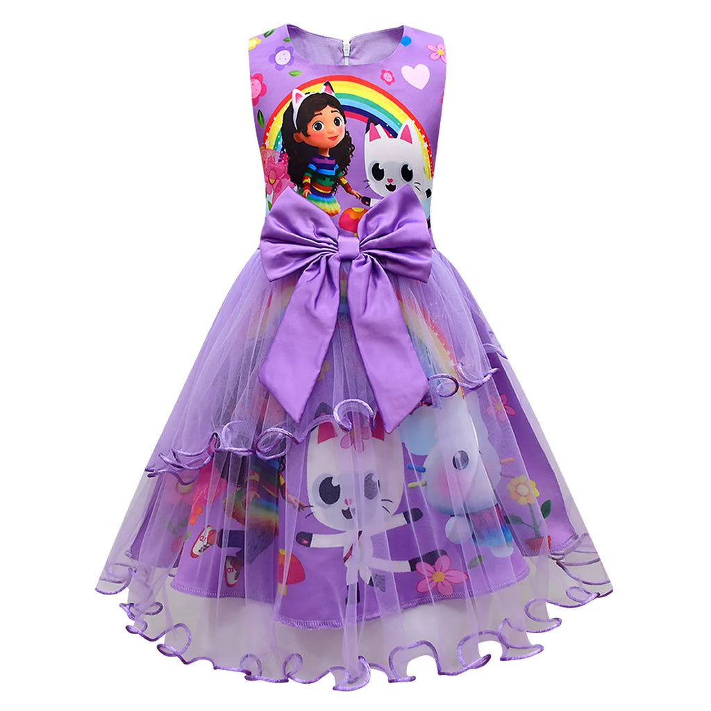 Costume de maison de poupée Gabby pour enfants, vêtements de chat Gabbys mignons, robe de princesse pour bébés filles, cadeau de fête de carnaval