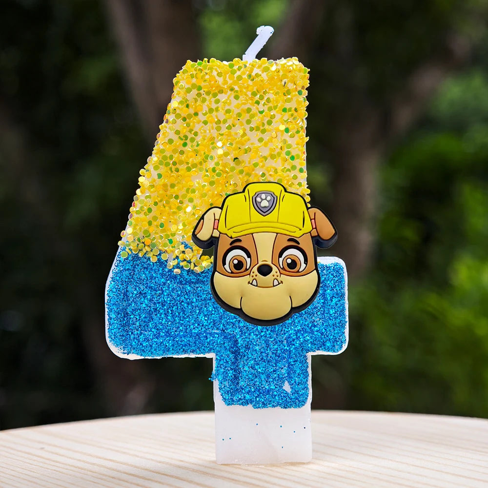 Bougie Paw Patrol 0-9 chiffres, personnage de dessin animé Paw Patrol, gâteau de fête enfichable, décoration de gâteau d'anniversaire, cadeau de réception-cadeau pour bébé