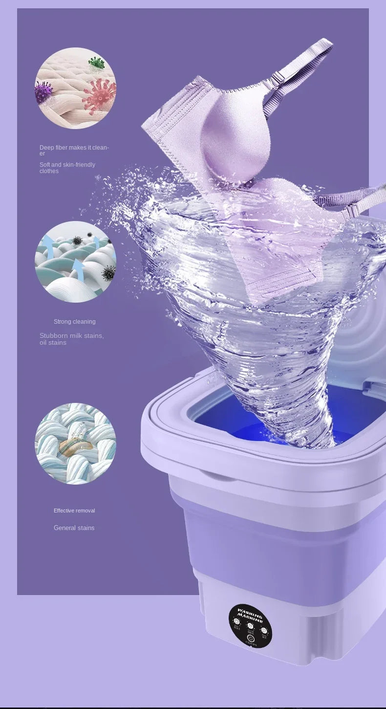 Petite Machine à laver pliable Portable 8l, avec sèche-linge rotatif, pour chaussettes, sous-vêtements, culottes, Mini Machine à laver domestique