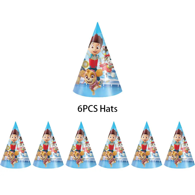 Ensemble de fournitures de fête d'anniversaire Paw Patrol, ballons, toile de fond, assiettes, gobelets, décorations de gâteaux, autocollants Paw Patrol, bannière, cadeaux de fête