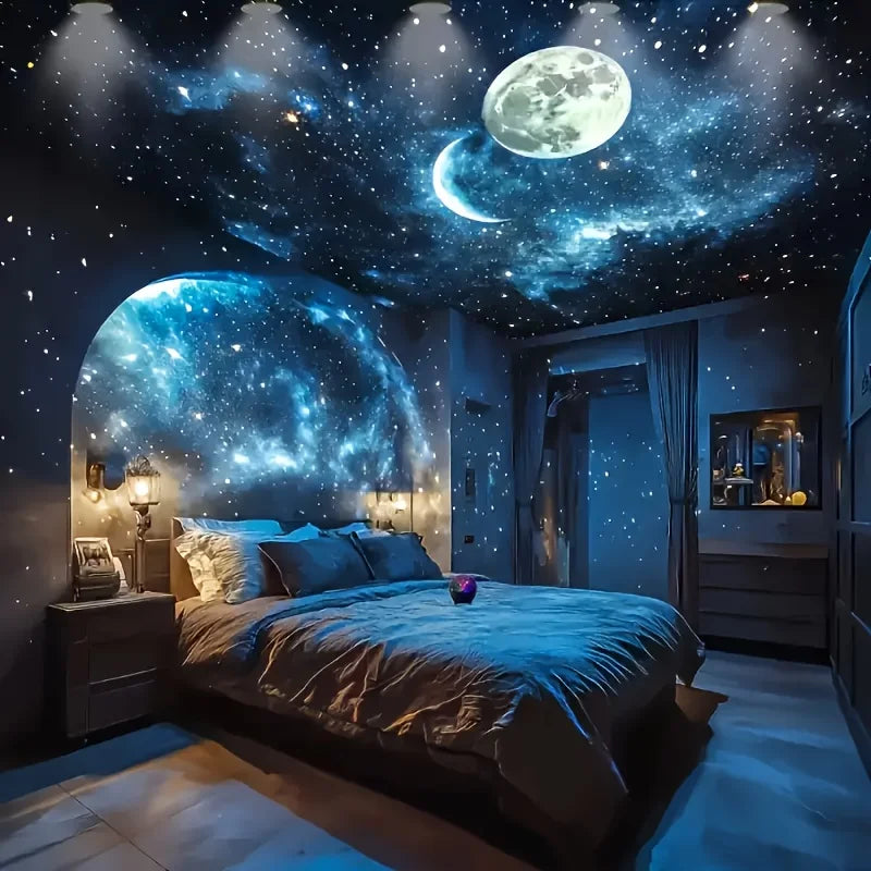 Projecteur Ciel Étoilé & Lune LED – Veilleuse Galaxie Rechargeable pour Chambre Bébé et Enfant