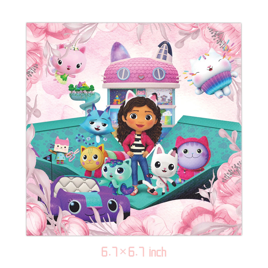 Décoration d'anniversaire Gabby, thème Gabby Dollhouse, vaisselle, assiette, tasse, serviette, nappe, ballon, bannière, toile de fond, fournitures pour fête d'enfants
