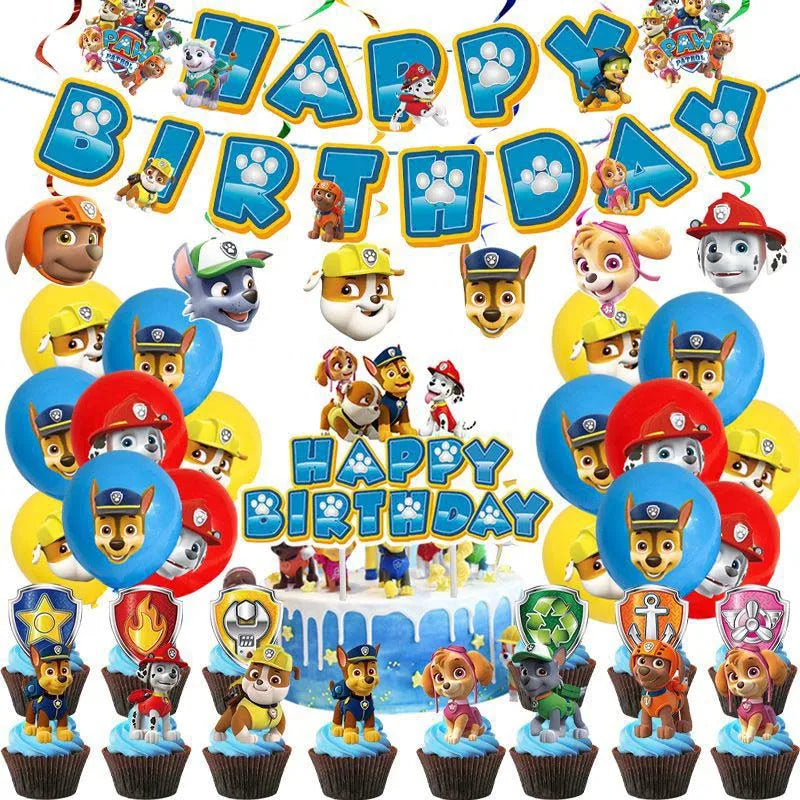 PAW Patrol – décoration de fête d'anniversaire, ensemble de ballons, vaisselle jetable, fournitures pour événements pour enfants, bannière, cadeau d'arrière-plan, nouvelle Version