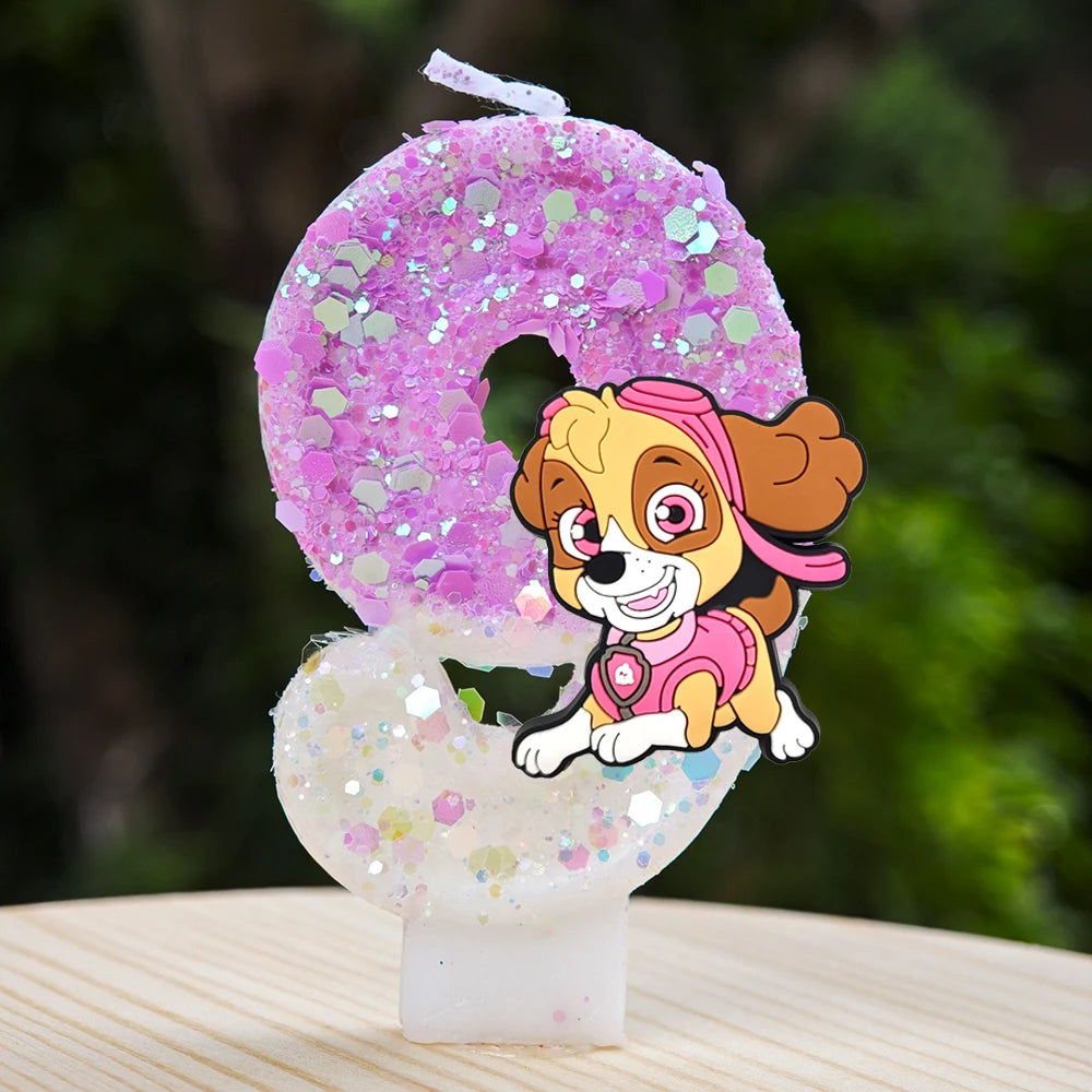 Bougie Paw Patrol 0-9 chiffres, personnage de dessin animé Paw Patrol, gâteau de fête enfichable, décoration de gâteau d'anniversaire, cadeau de réception-cadeau pour bébé