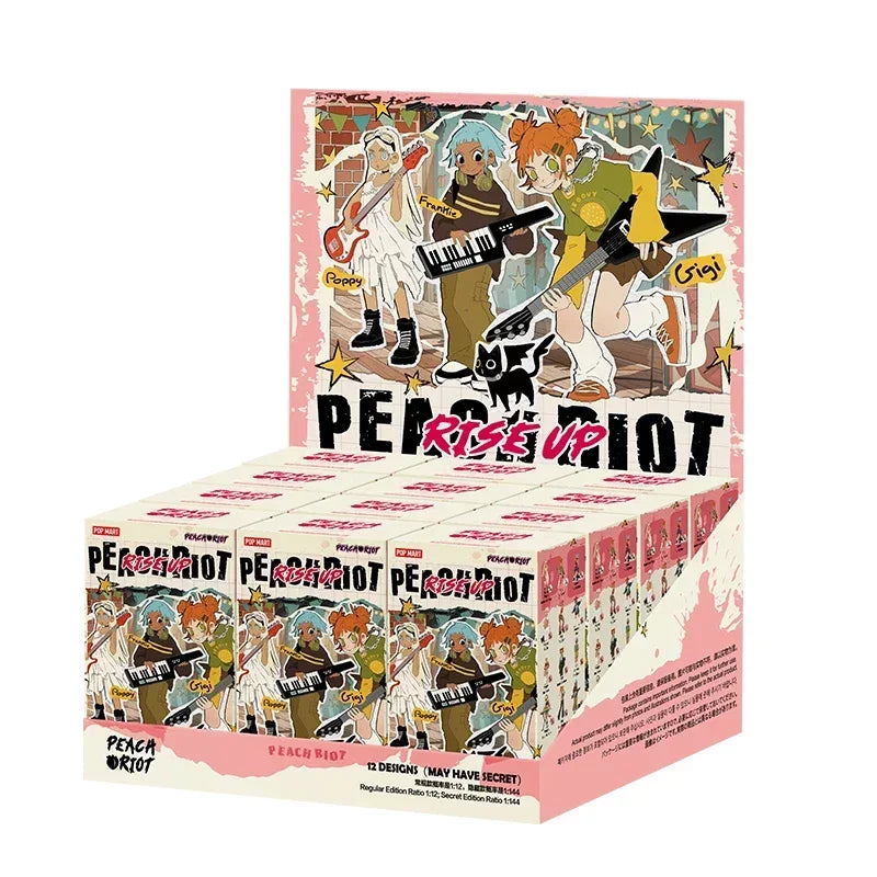 POP MART – boîte aveugle série Peach Riot Rise Up, boîte mystère, ornements Kawaii, Figurines, décoration de maison, modèle de bureau, poupées, cadeau pour filles