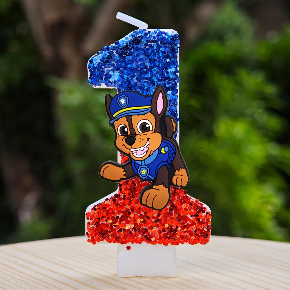 Bougie Paw Patrol 0-9 chiffres, personnage de dessin animé Paw Patrol, gâteau de fête enfichable, décoration de gâteau d'anniversaire, cadeau de réception-cadeau pour bébé