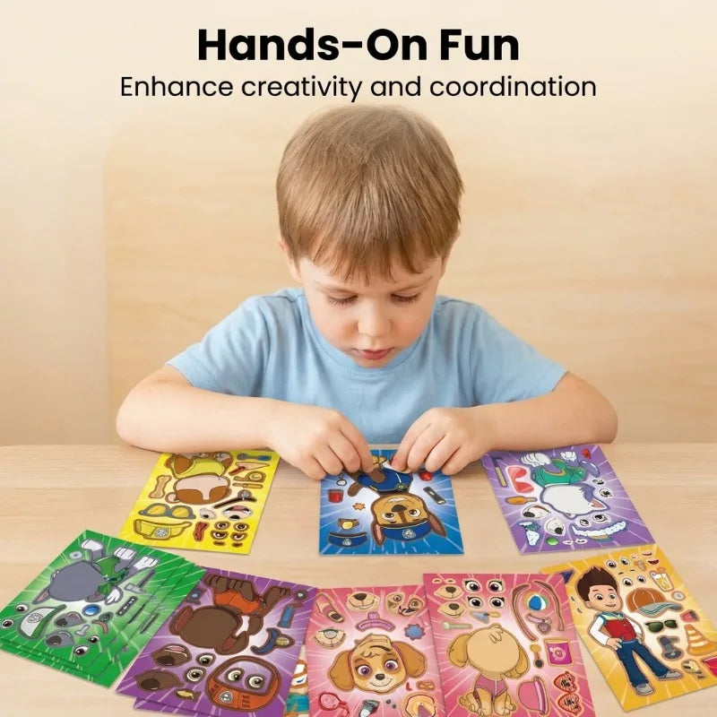 Livre de puzzles autocollants Paw Patrol, 8 pièces, pour enfants, dessin animé, interactif parent-enfant, jouet de bricolage, cadeaux éducatifs pour enfants