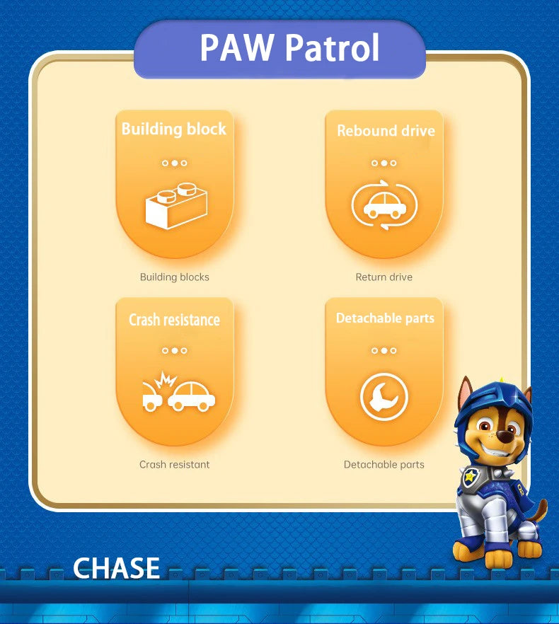 PAW Patrol – équipe de sauvetage de grande réalisation, chien de puissance, assemblage de dessin animé, pendentif de voiture électrique fait à la main, jouet, cadeau d'anniversaire pour enfants