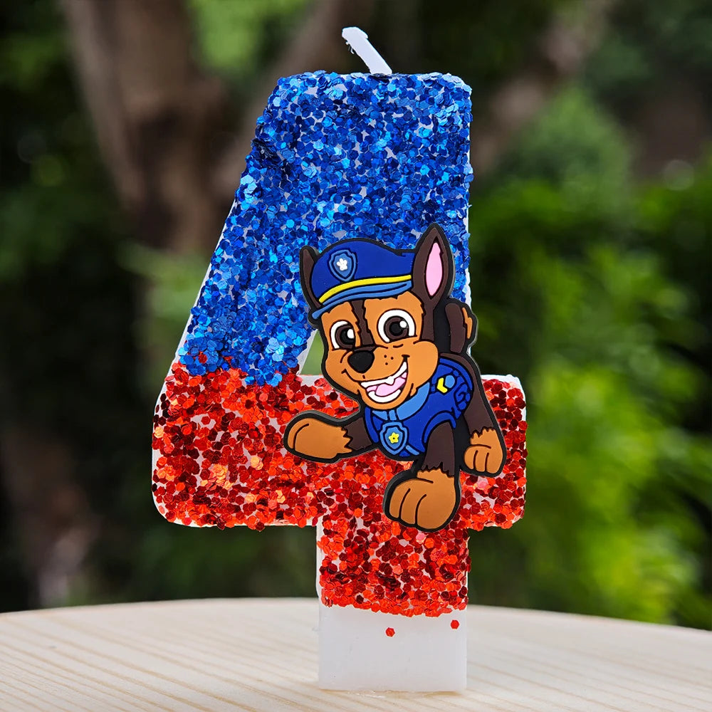 Bougie Paw Patrol 0-9 chiffres, personnage de dessin animé Paw Patrol, gâteau de fête enfichable, décoration de gâteau d'anniversaire, cadeau de réception-cadeau pour bébé