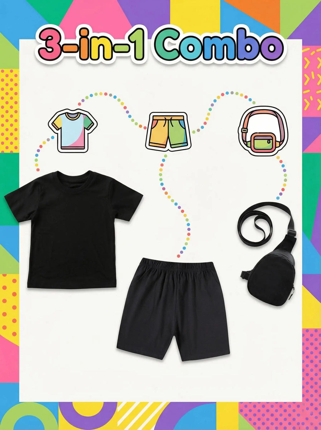 Ensemble t-shirt et short en coton imprimé dessin animé PAW Patrol pour garçons et filles avec mini sac banane, vêtements d'été pour enfants