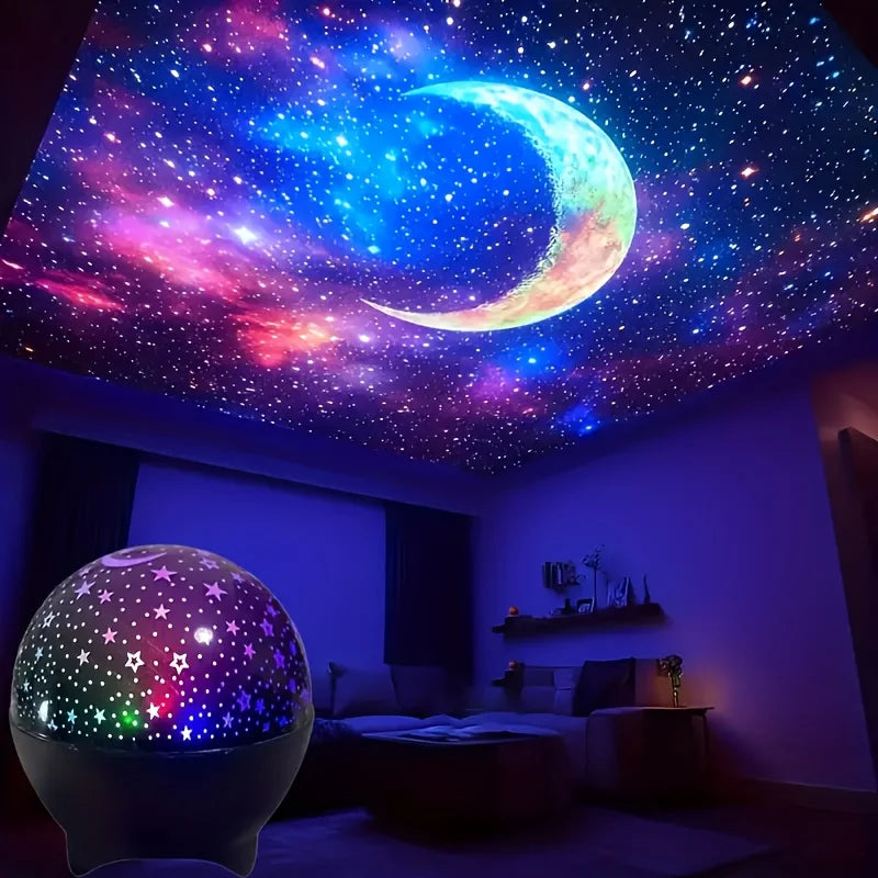 Projecteur Ciel Étoilé & Lune LED – Veilleuse Galaxie Rechargeable pour Chambre Bébé et Enfant