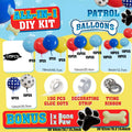 Kit d'arche de guirlande de ballons Patte de Chien et ballons bleus, jaunes et rouges pour décorations d'anniversaire sur le thème de la Patrouille, toile de fond et fournitures de fête