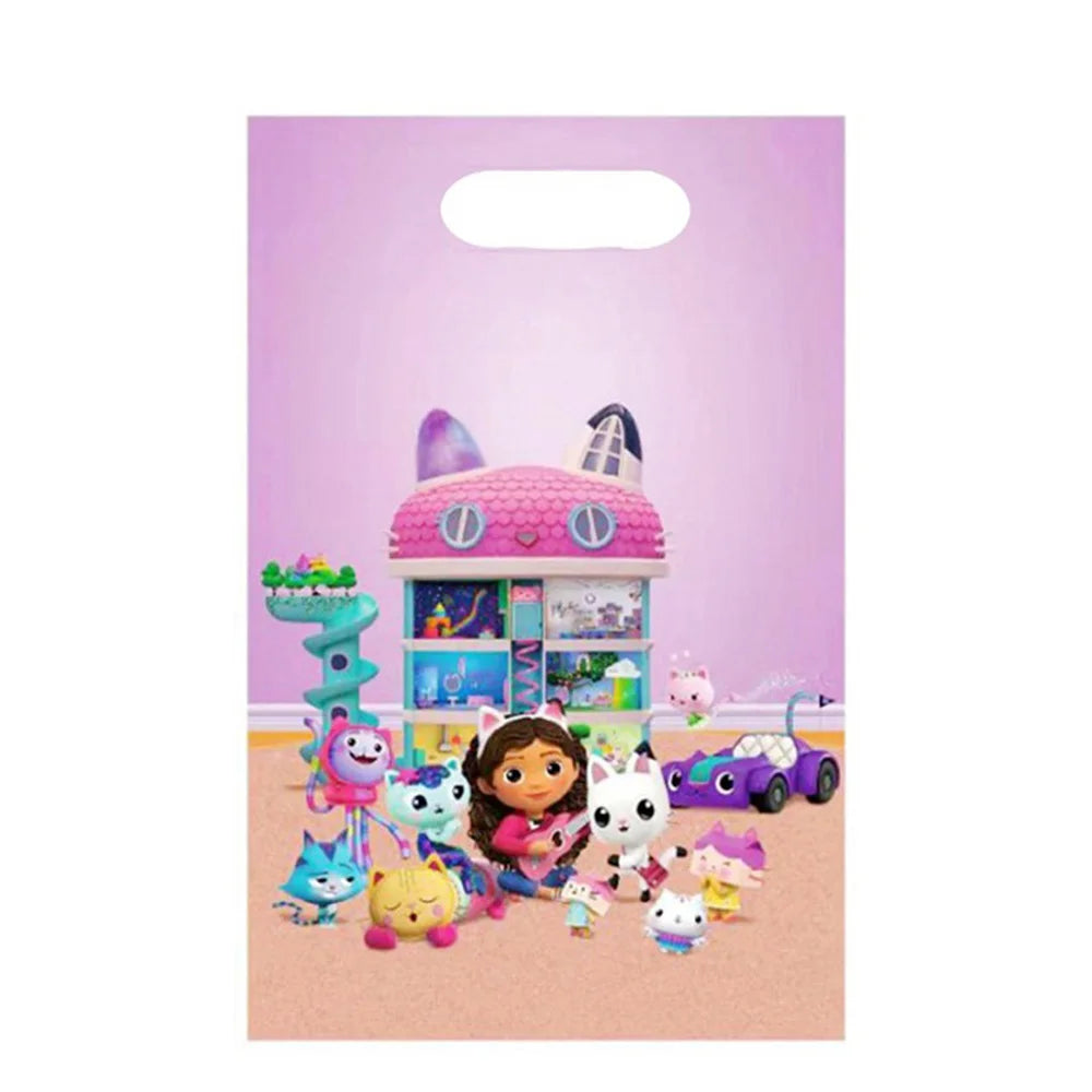 10-50 sacs cadeaux Gabby Doll House pour enfants, décoration de fête d'anniversaire, sacs de bonbons, emballage pour cadeaux de fête prénatale