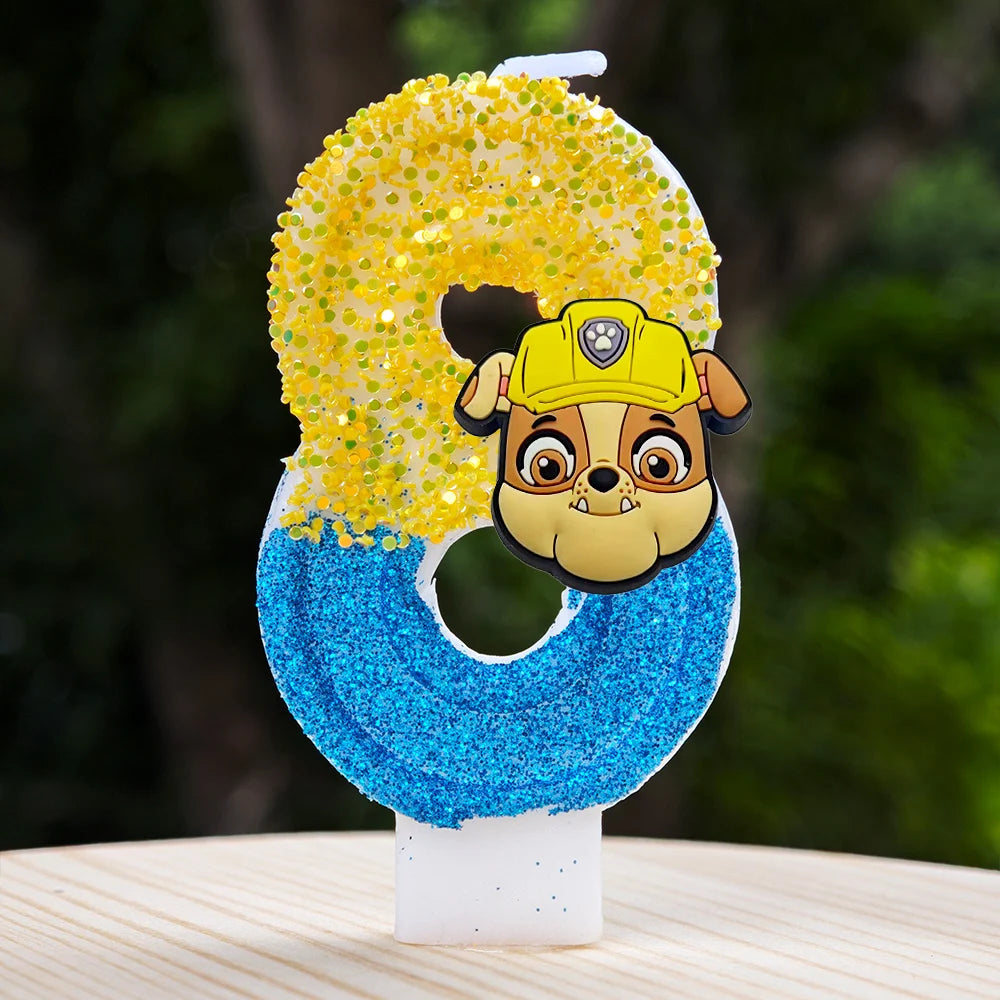 Bougie Paw Patrol 0-9 chiffres, personnage de dessin animé Paw Patrol, gâteau de fête enfichable, décoration de gâteau d'anniversaire, cadeau de réception-cadeau pour bébé