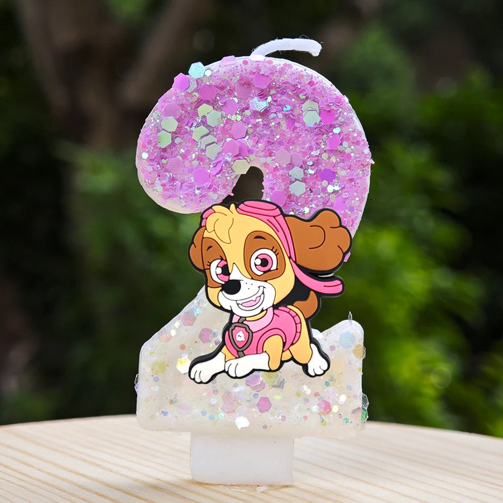 Bougie Paw Patrol 0-9 chiffres, personnage de dessin animé Paw Patrol, gâteau de fête enfichable, décoration de gâteau d'anniversaire, cadeau de réception-cadeau pour bébé