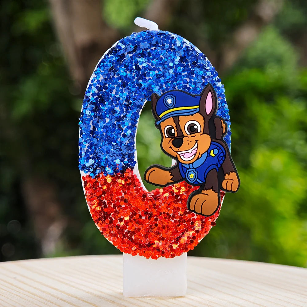 Bougie Paw Patrol 0-9 chiffres, personnage de dessin animé Paw Patrol, gâteau de fête enfichable, décoration de gâteau d'anniversaire, cadeau de réception-cadeau pour bébé