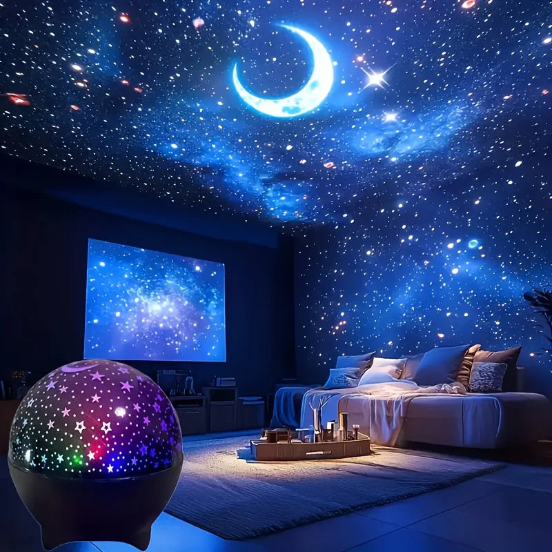 Projecteur Ciel Étoilé & Lune LED – Veilleuse Galaxie Rechargeable pour Chambre Bébé et Enfant