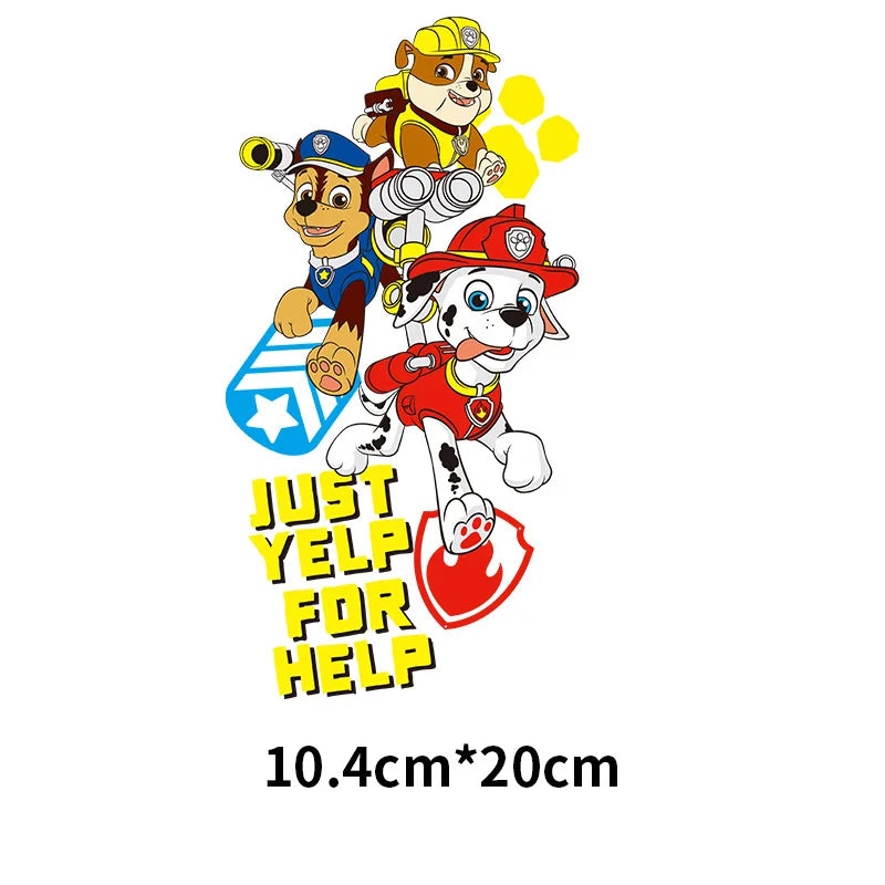 Patchs Paw Patrol mignons pour vêtements, autocollants pour vêtements d'enfants, sweat à capuche, T-Shirt, presse à chaud, autocollant en fer appliqué, DIY bricolage