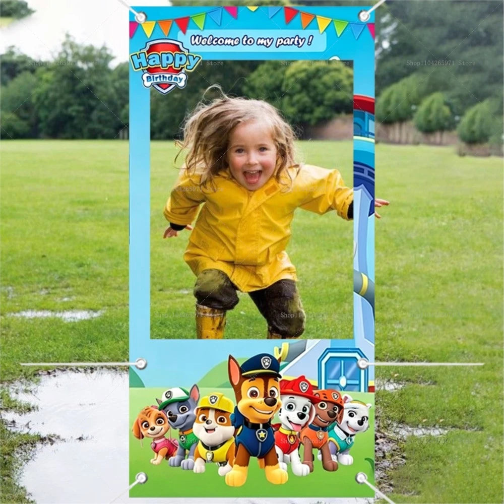 Cadre de photomaton Pat'Patrouille mignon pour enfants, accessoires de fond de studio photo pour anniversaire, baby shower, décoration murale