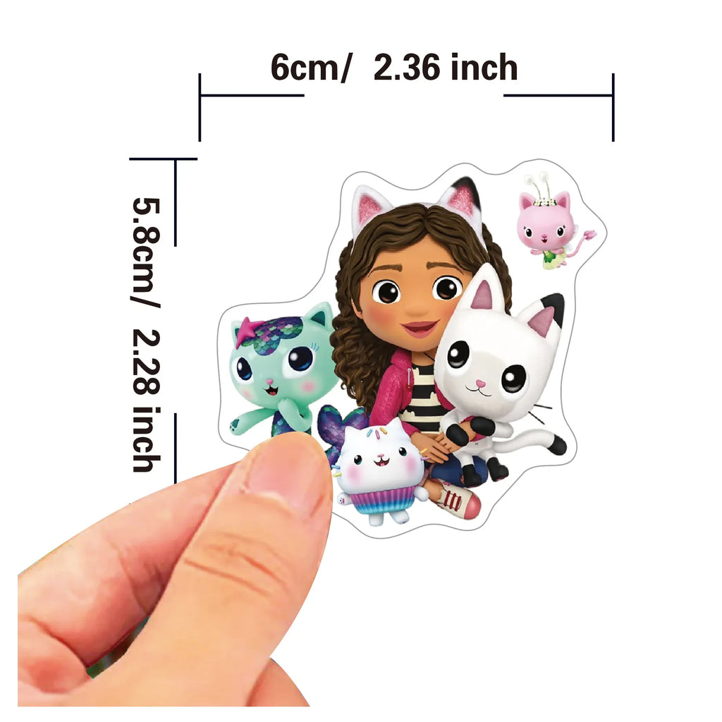 Autocollants de décoration de maison de poupée Gabby, 10 pièces/30 pièces/50 pièces, dessin animé, fournitures de fête d'anniversaire, cadeaux pour enfants garçons et filles, DIY bricolage