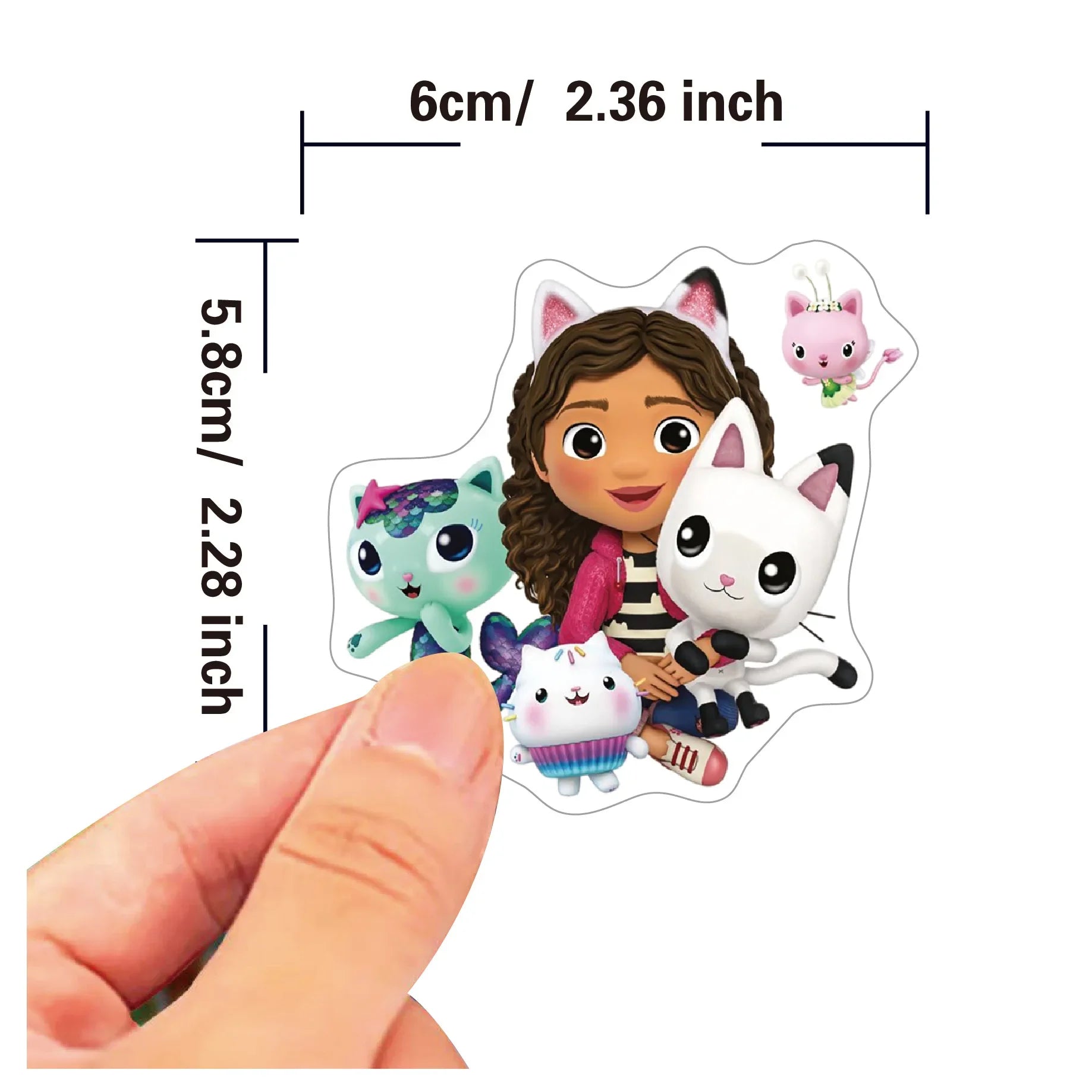 Autocollants de décoration de maison de poupée Gabby, 10 pièces/30 pièces/50 pièces, dessin animé, fournitures de fête d'anniversaire, cadeaux pour enfants garçons et filles, DIY bricolage