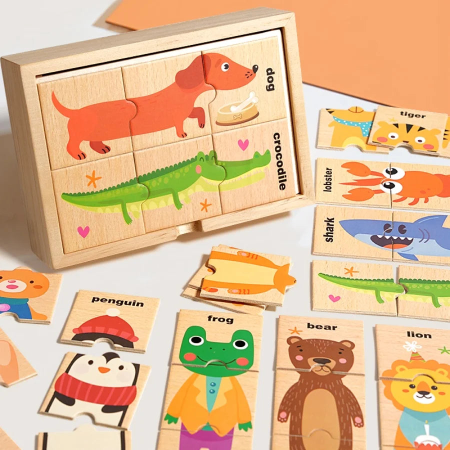 Puzzle Montessori en Bois Animaux – Jeu Éducatif Cognitif et Sensoriel pour Enfants 3 à 6 Ans