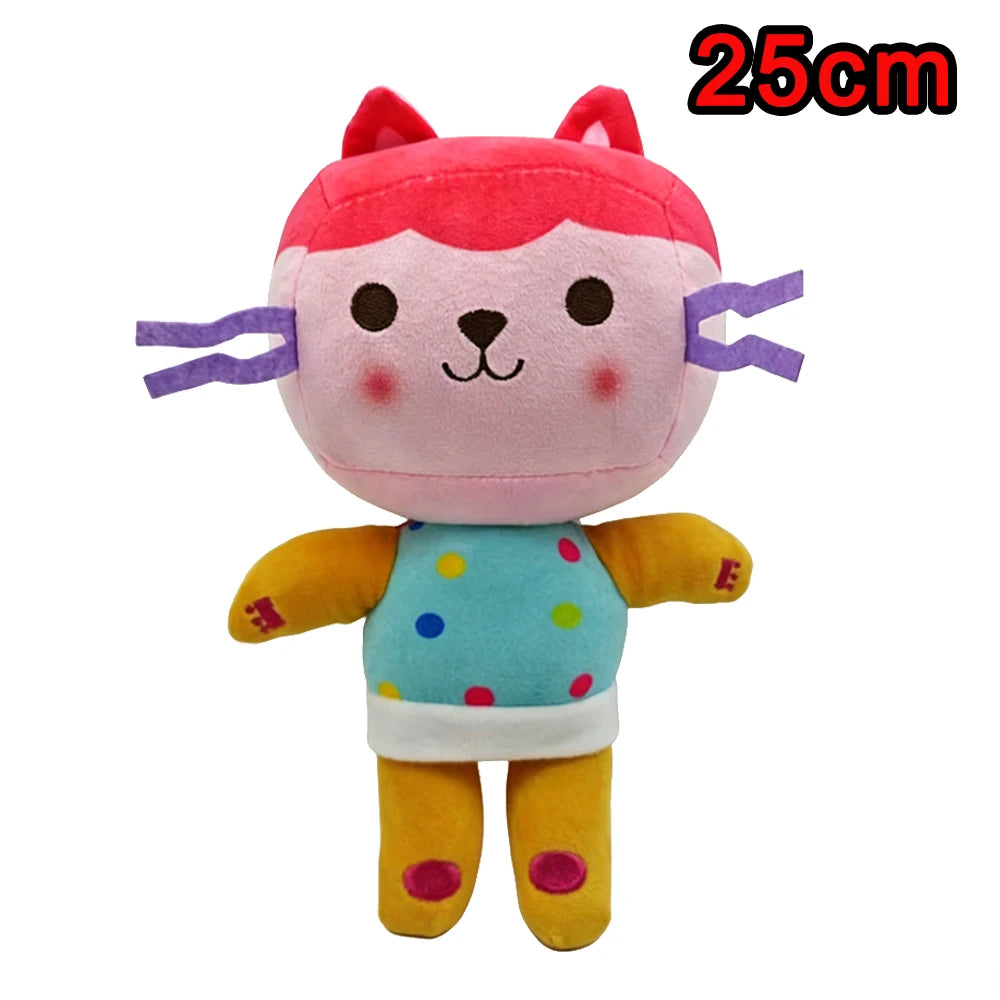 8 pièces Nouveaux porte-clés en peluche Maison de poupée Gabby, animaux en peluche Mercat, chat souriant, chat de voiture, chat câlin, cadeau d'anniversaire pour fille Gaby
