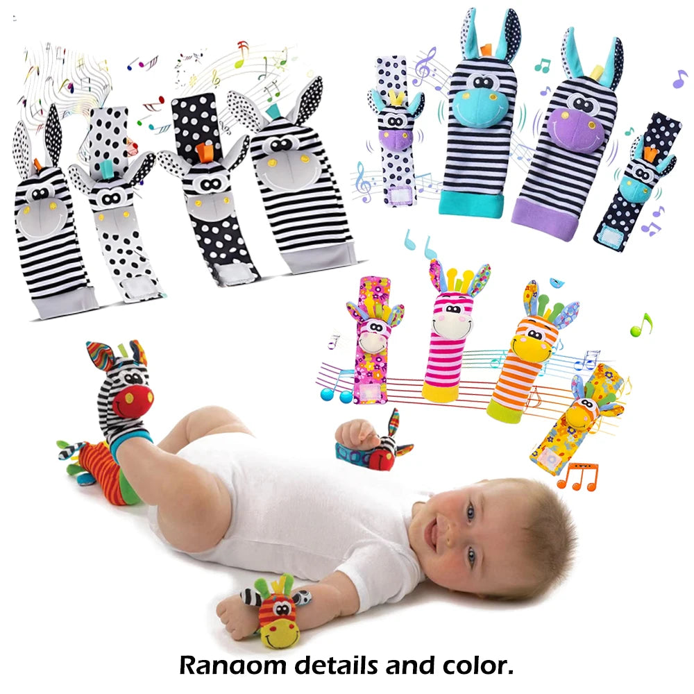 Chaussettes hochet au poignet pour bébé, jouet d'apprentissage pour fille et garçon, dévChaussettes Hochet Bébé avec Bracelet de Poignet – Jouet Sensoriel d’Éveil Montessori 0 à 12 Mois
