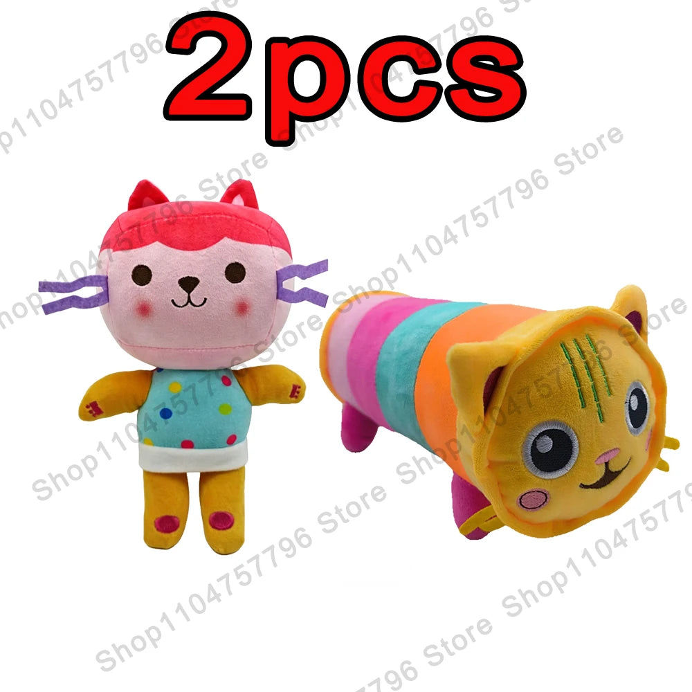 8 pièces Nouveaux porte-clés en peluche Maison de poupée Gabby, animaux en peluche Mercat, chat souriant, chat de voiture, chat câlin, cadeau d'anniversaire pour fille Gaby
