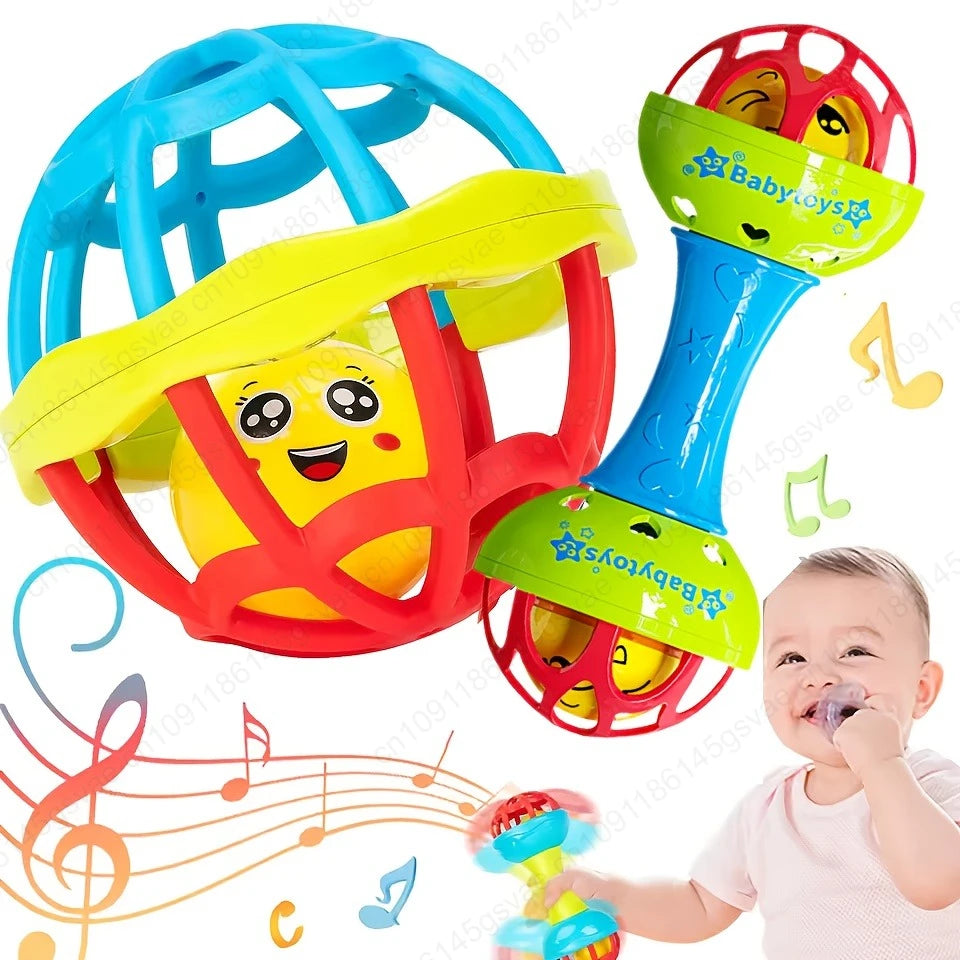 Lot de 2 Hochets Sensoriels Montessori pour Bébé 0-12 Mois – Jouets d’Éveil et de Motricité