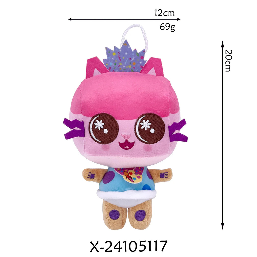 8 pièces Nouveaux porte-clés en peluche Maison de poupée Gabby, animaux en peluche Mercat, chat souriant, chat de voiture, chat câlin, cadeau d'anniversaire pour fille Gaby
