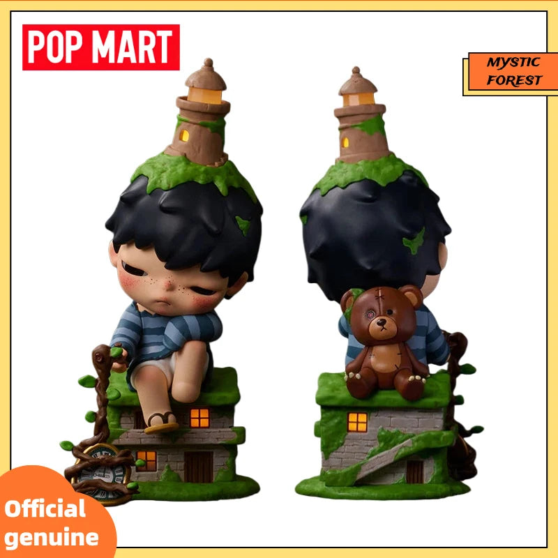 POP MART Nouvelle figurine Hirono Behind Time, décoration de bureau, ornement, jouet en PVC de collection, carte suspendue, cadeau, boîte mystère