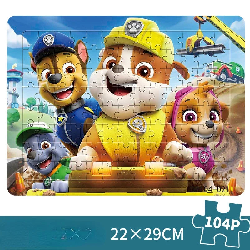 104 pièces Paw Patrol Puzzle pour enfants dessin animé patrouille canine Puzzles jouets éducatifs jeux d'apprentissage garçons filles cadeau