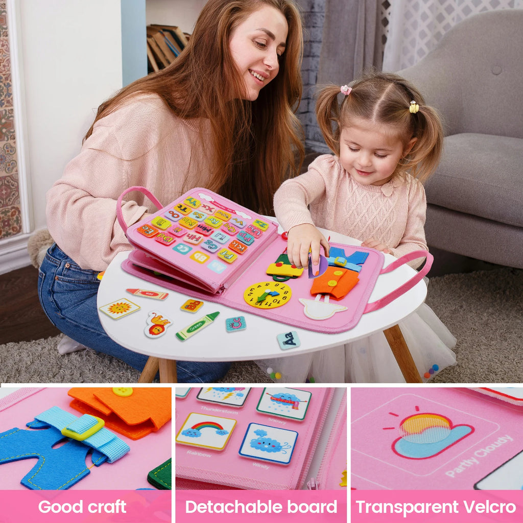 Livre d’Activités Montessori pour Enfants 3-6 Ans – Busy Board Éducatif Sensoriel Portable