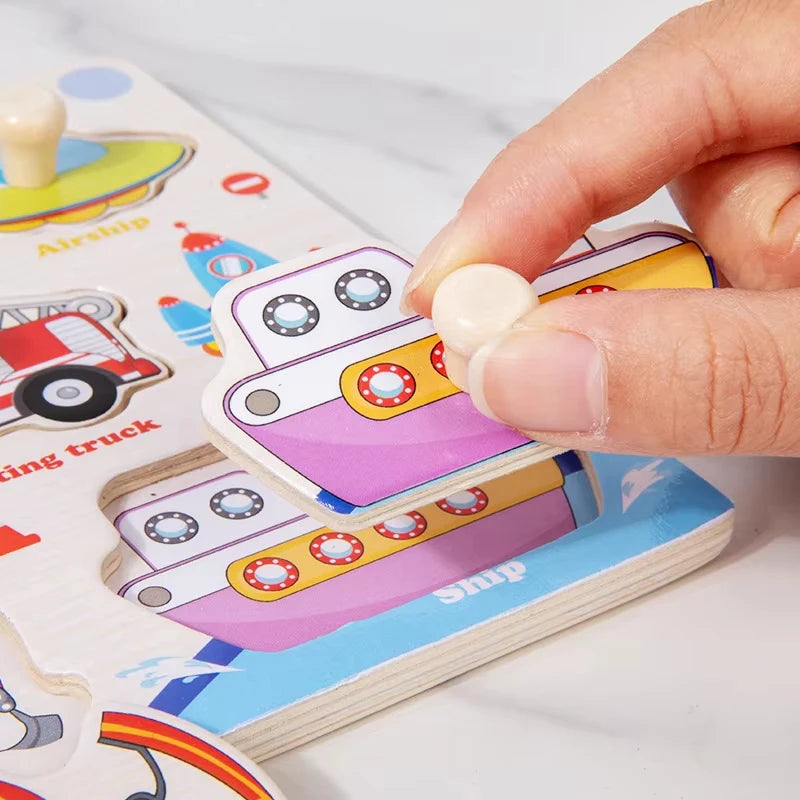 Puzzles en bois Montessori pour bébé, jouets dePuzzle Montessori en Bois pour Bébé – Animaux, Fruits et Véhicules – Jouet Éducatif d’Éveil dès 2 Ans