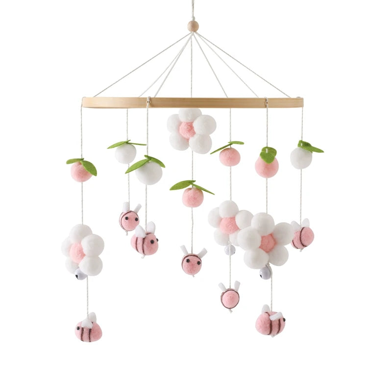 Mobile Musical en Bois pour Lit Bébé – Animaux Marins en Feutre, Hochet Suspendu Montessori