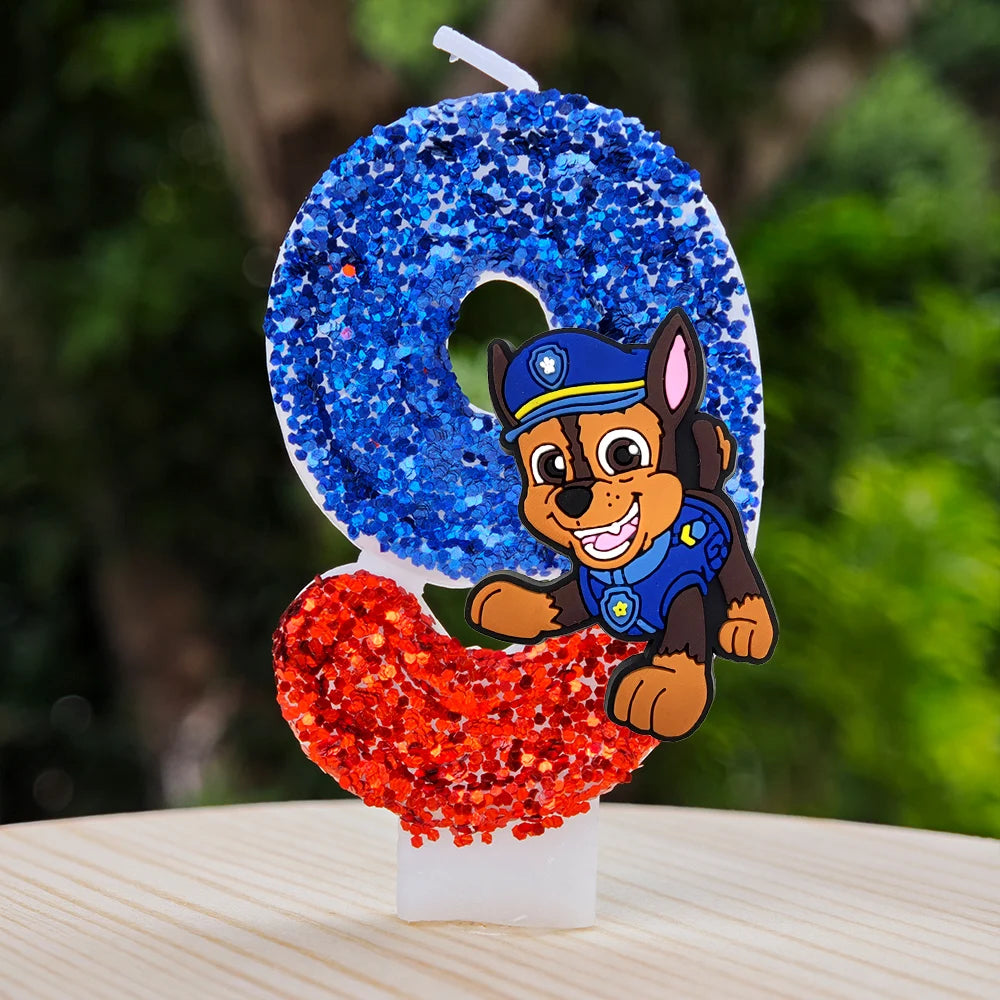 Bougie Paw Patrol 0-9 chiffres, personnage de dessin animé Paw Patrol, gâteau de fête enfichable, décoration de gâteau d'anniversaire, cadeau de réception-cadeau pour bébé