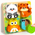 Puzzle 3D Montessori en Bois 4 en 1 – Animaux Colorés pour l'Éveil et l'Apprentissage