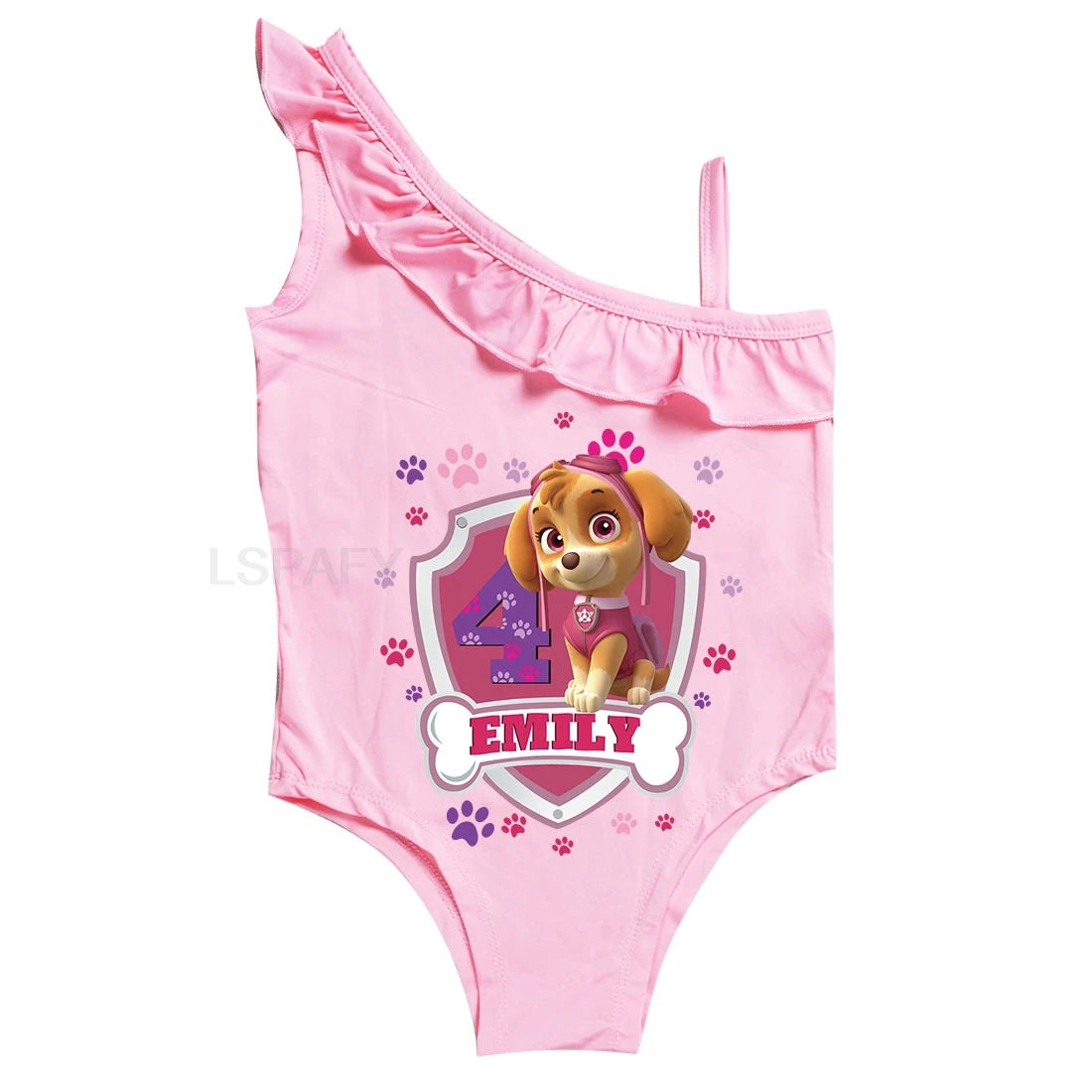 Maillot de bain une pièce PAW PATROL coupe ajustée, motif dessin animé, polyvalent, imprimé lettres, en soie glacée respirante, grande taille, pour la plage