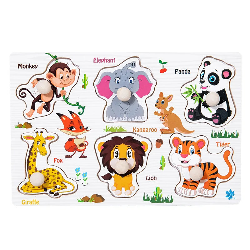 Puzzles en bois Montessori pour bébé, jouets dePuzzle Montessori en Bois pour Bébé – Animaux, Fruits et Véhicules – Jouet Éducatif d’Éveil dès 2 Ans